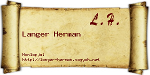 Langer Herman névjegykártya